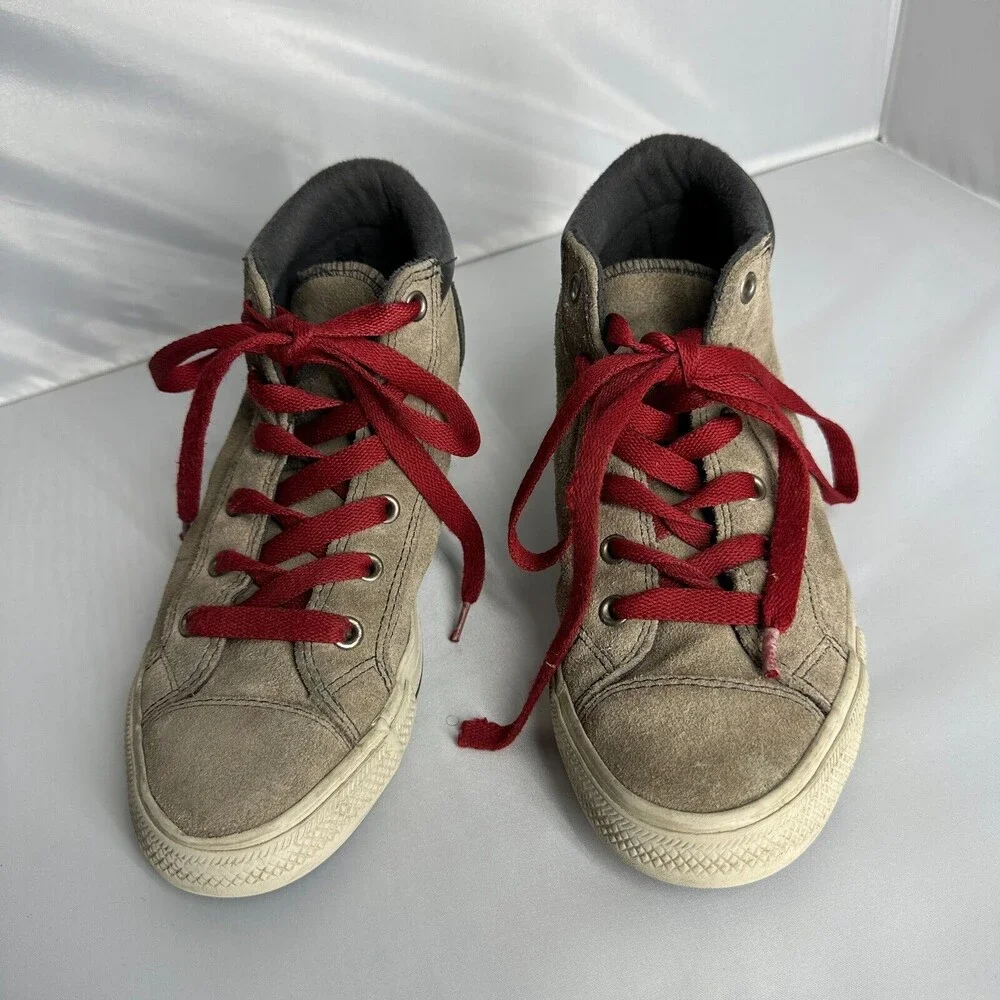 Converse All Star High Top Shoes Brown Sued Leather Mens Size 4